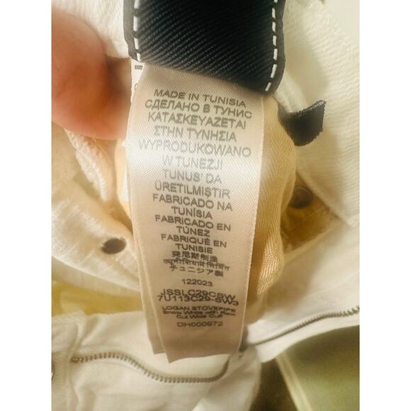 7 FOR ALL MANKIND White Cotton Blend Cuffed Hems Logan Straight Leg Jeans 25 - Picture 14 of 16